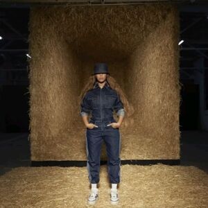 NWT ADIDAS IVY PARK Unisex Blue Denim Snap Jumpsuit Boiler Suit Beyonce Sz S, L